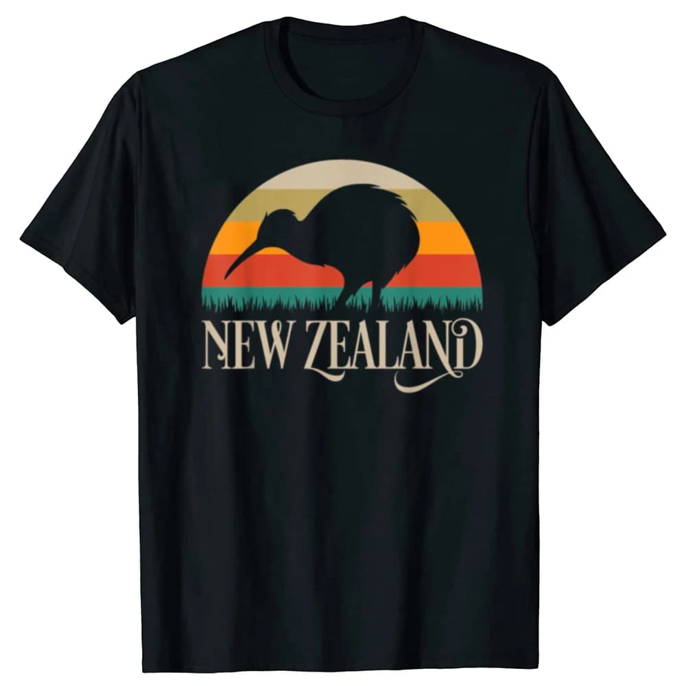 T-shirt amusant à motif rétro oiseau kiwi de Nouvelle-Zélande, style décontracté élégant, t-shirt co