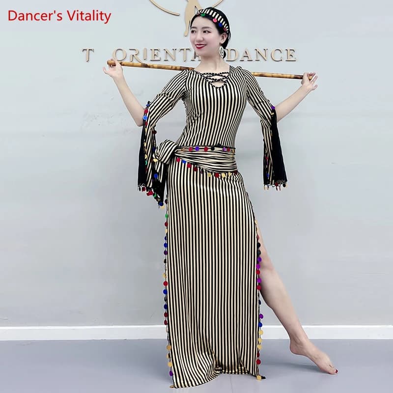 Costumes de danse du ventre Robe lait soie or paillettes robes de danse Baladi Folk personnalisé 202
