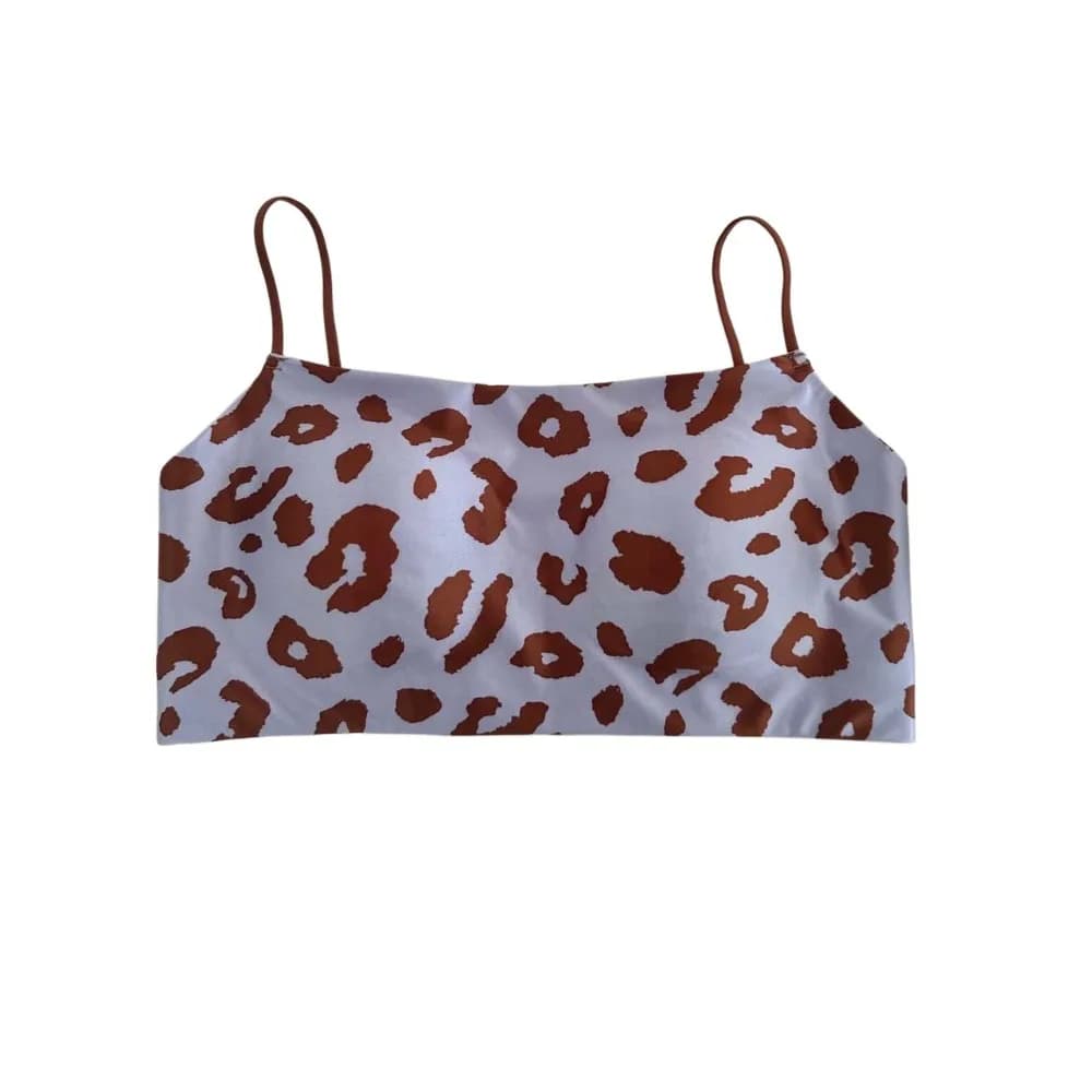 Soutien-gorge sans armatures en satin à fines bretelles, col bateau, imprimé léopard, pour femme, li