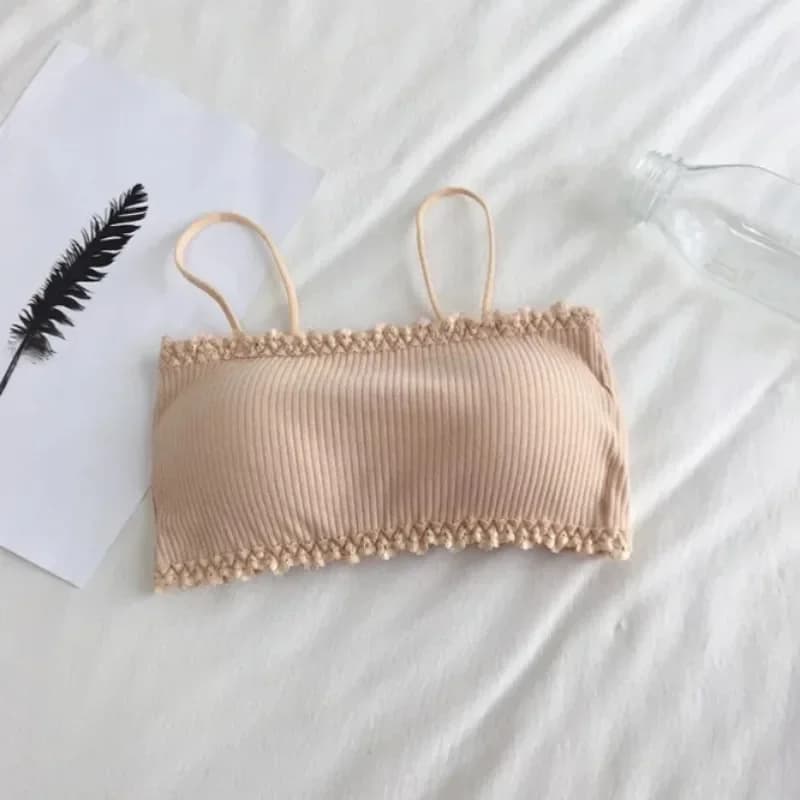 Soutien-gorge en coton pour femmes, haut tubulaire, sous-vêtements à bretelles, beau débardeur, sans