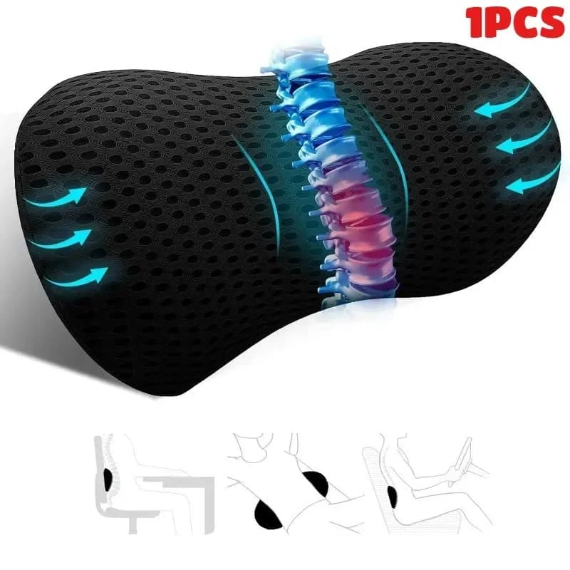 Oreiller de soutien lombaire ergonomique en mousse à mémoire de forme, soulage les maux de dos, cous