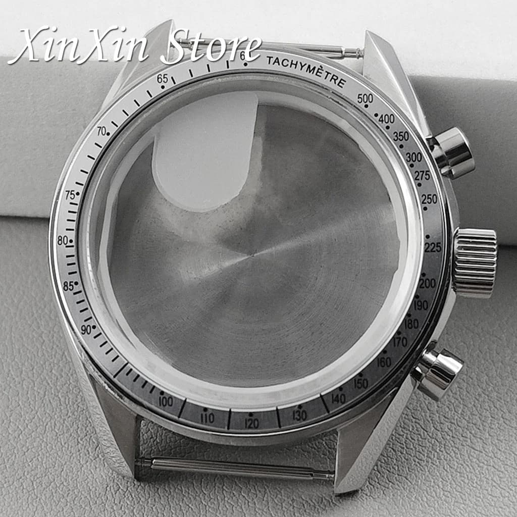 Lunette noire 39.7mm boîtier de montre Moonswatch boîtier en métal chronographe pour mouvement VK63