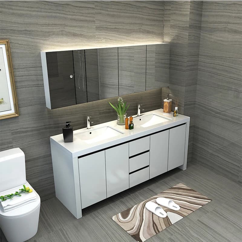 Meuble de salle de bain en bois massif 2026, meuble-lavabo moderne en chêne sans peinture, meuble de