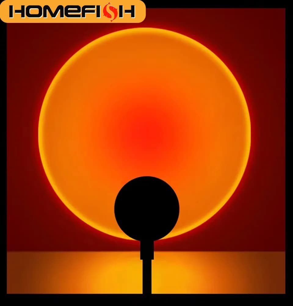 Lampe de projection LED HOMEFISH effet coucher de soleil, lumière d'ambiance USB pour chambre, salon