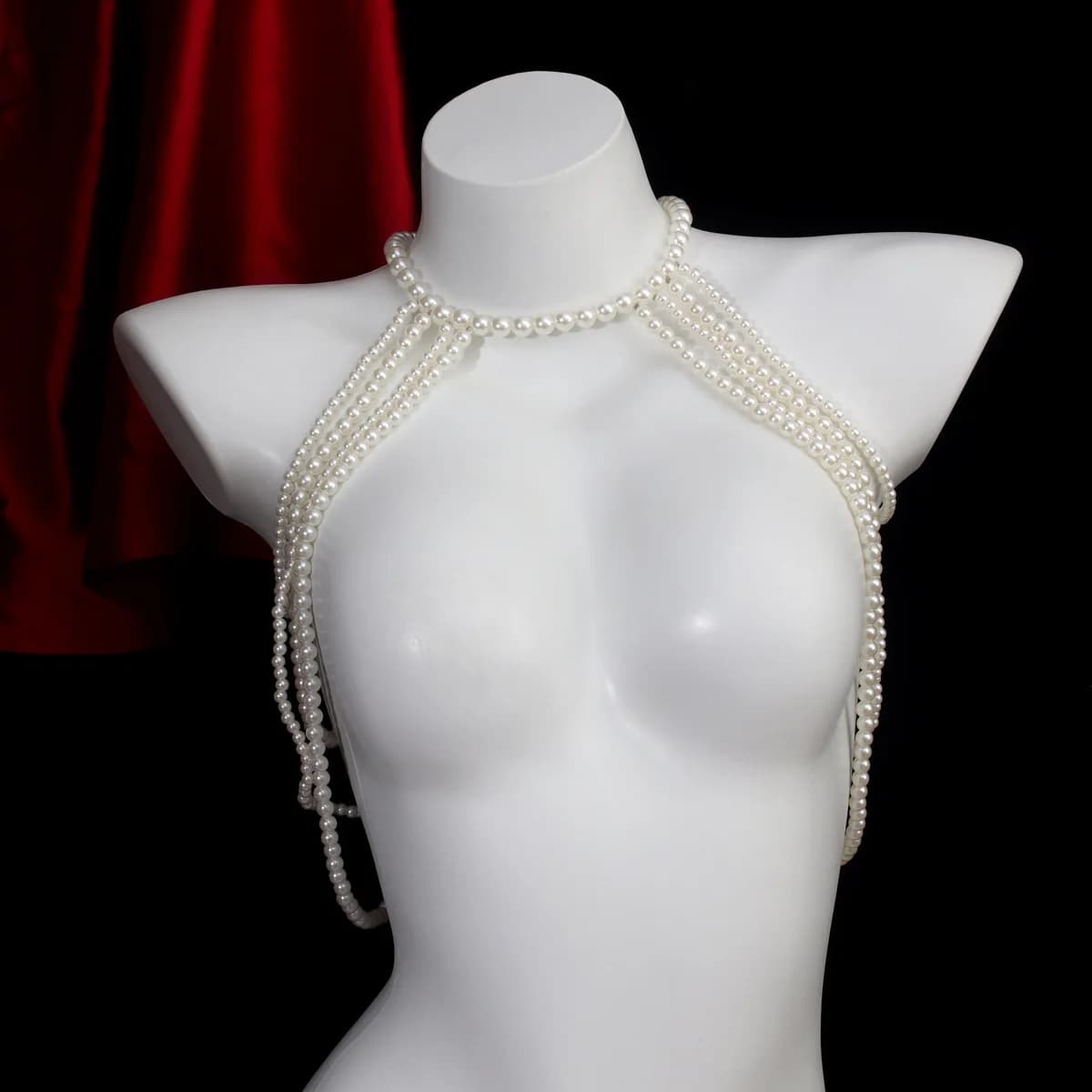 Chaîne de poitrine en perles pour femme, chaîne de poitrine, chaîne de poitrine, Bikini Sexy, soutie