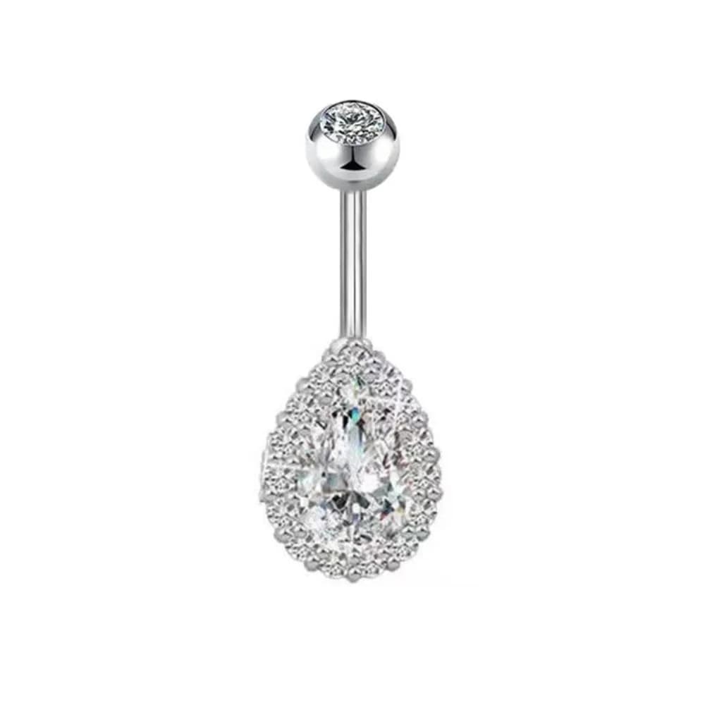 Anneau de nombril en acier inoxydable brillant avec zircon, strass colorés, piercing punk, bijoux de