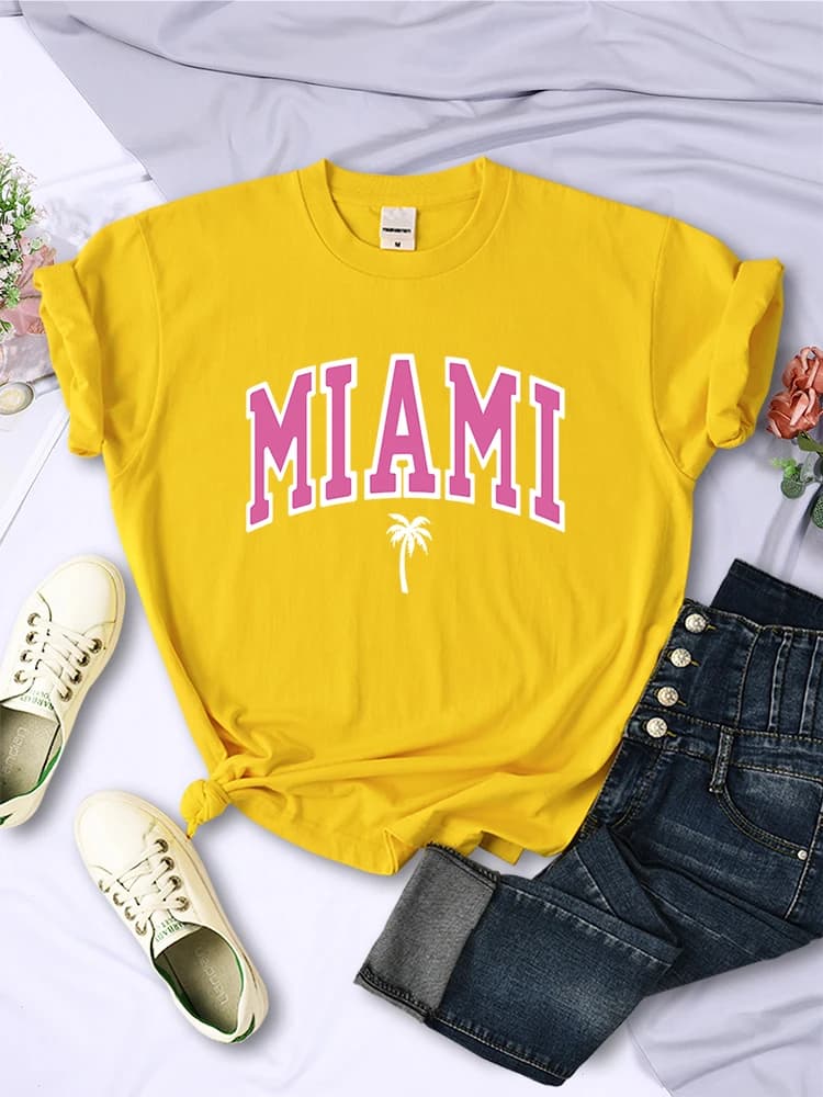 Miami Beach, Florida USA Street T-Shirt imprimé femmes été respirant à manches courtes doux conforta