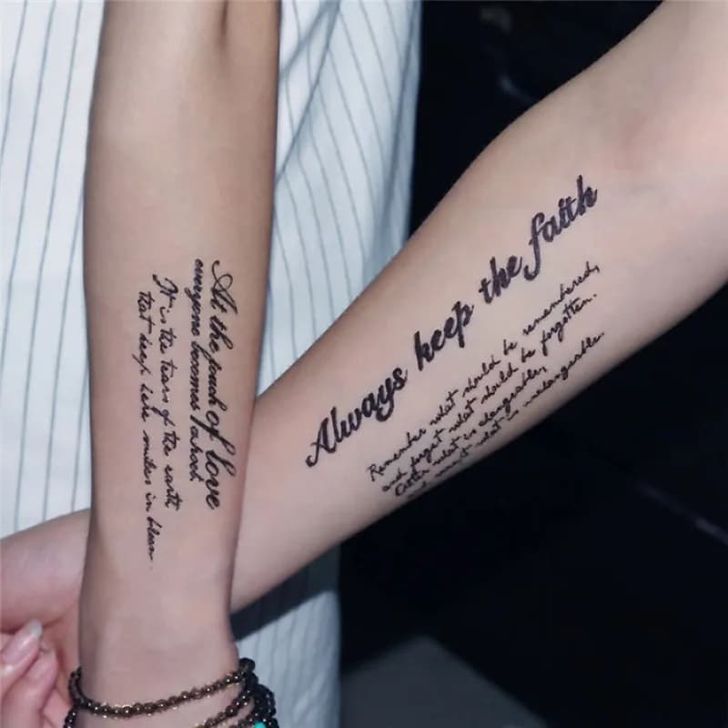 Autocollants de tatouage de mot anglais temporaire lettres noires plumes tatouages d'art corporel ta