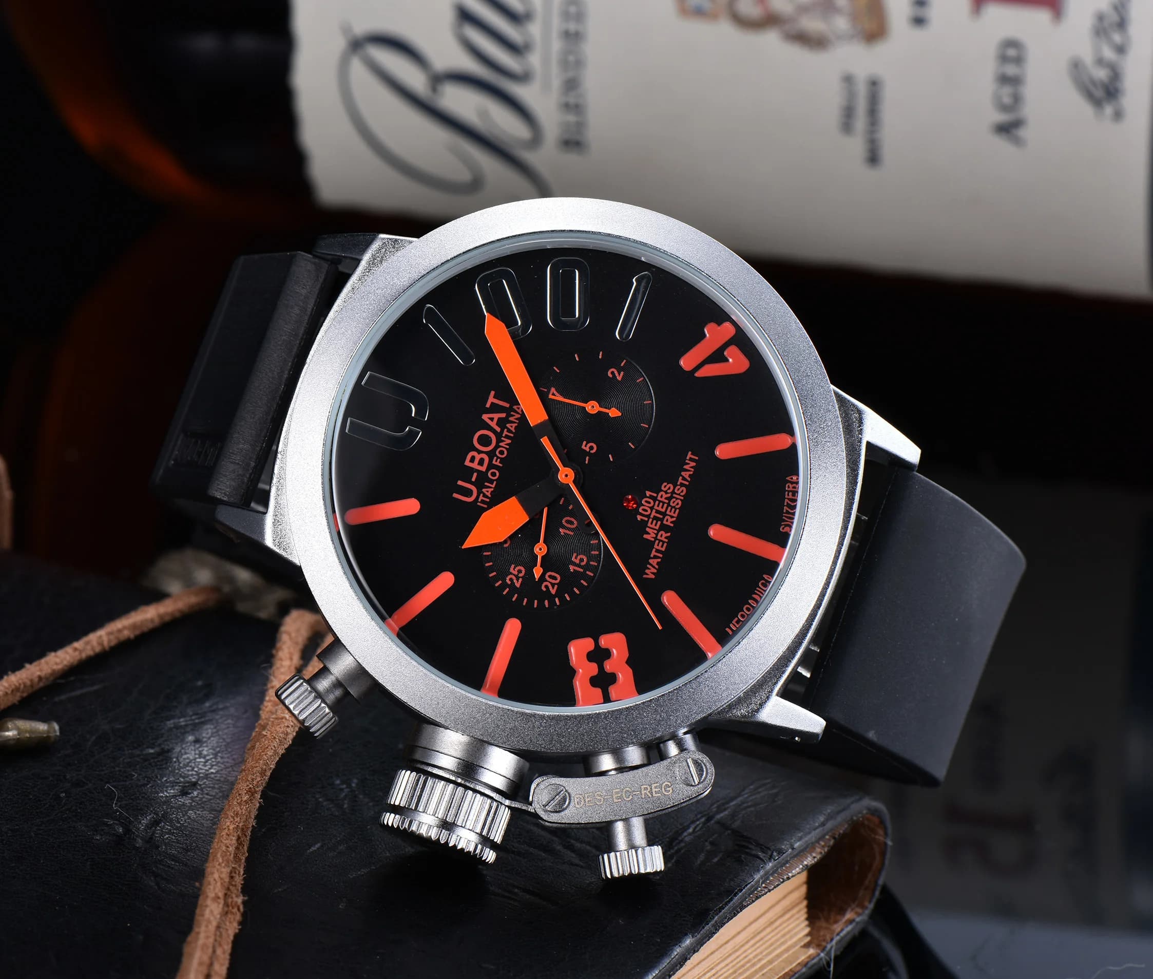 Montre pour homme U-Boat Classico 1001 Style, grand cadran, boîtier en acier inoxydable, bracelet en