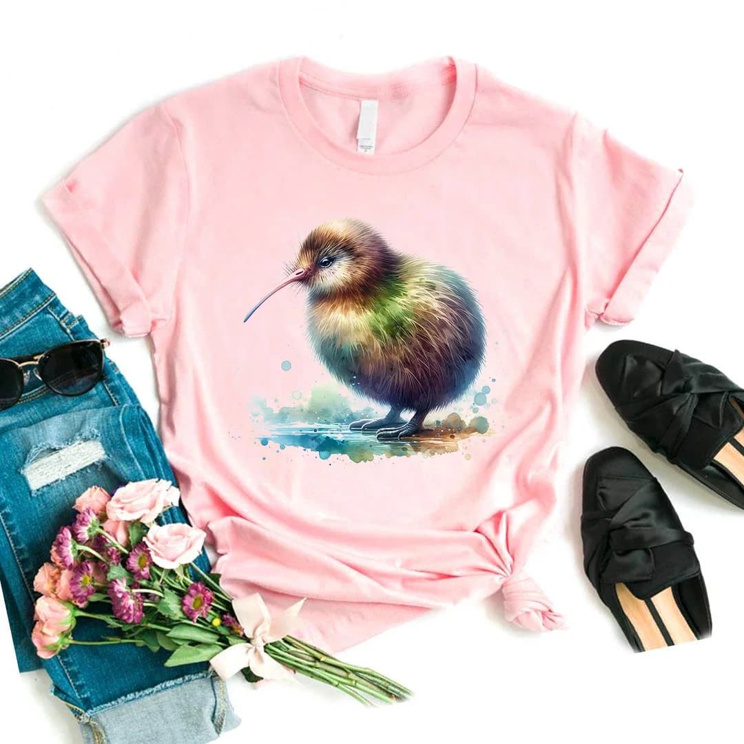 T-shirt manches courtes femme rose, humoristique, kawaii, à la mode