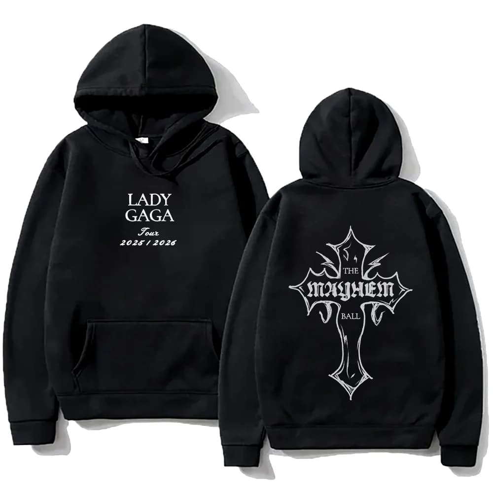 Lady Gaga mode sweats à capuche Lady Gaga MAYHEM croix coupure impression sweat automne rétro avec v