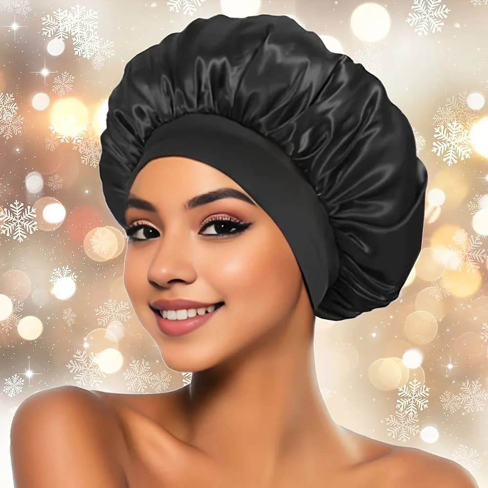 Bonnet de nuit en Satin à larges bords, bandeau en soie pour dormir, avec bande disquette élastique,