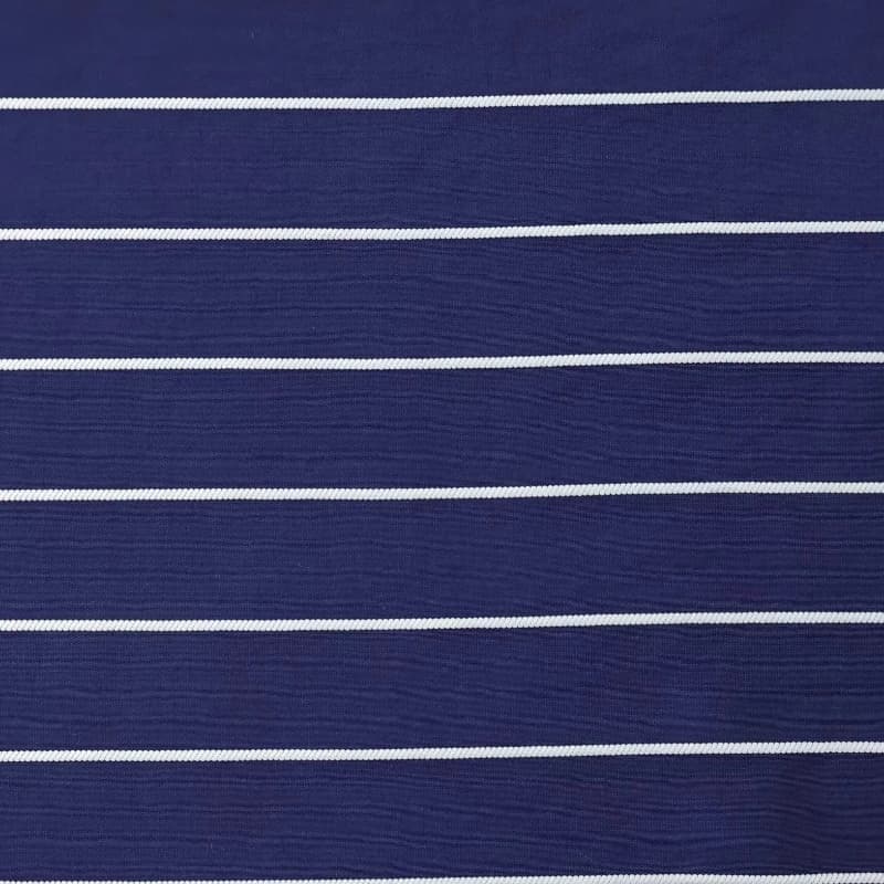 Tissu rayé teint en fil bleu foncé, doux pour la peau, non transparent, pour robe d'été décontractée