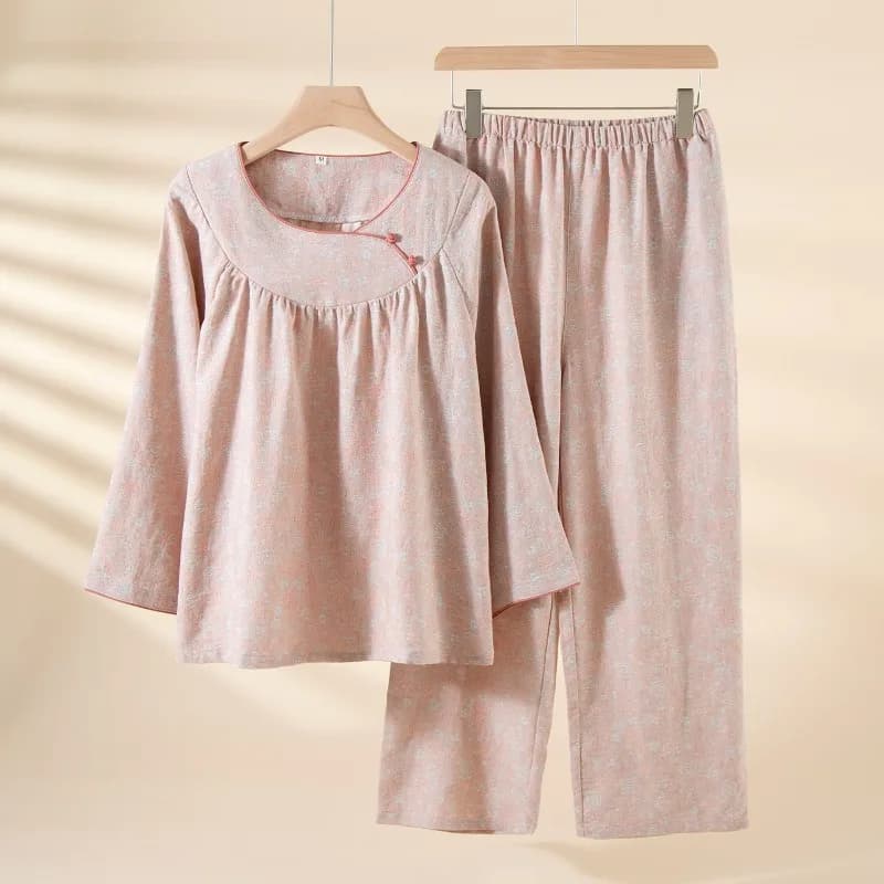 Ensemble pyjama 100% coton pour maman, vêtements de nuit pour femmes d'âge moyen, coupe ample, grand