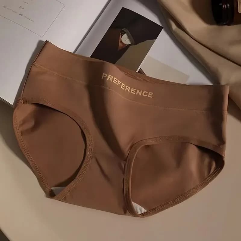 Lot de 1 culotte en coton pour femme, taille mi-haute, douce et respirante, couleur beige chaud, sou