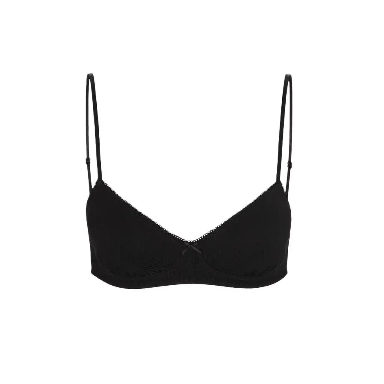 COUCOU soutien-gorge à bretelles couleur unie soutien-gorge push-up dentelle nœud papillon sans fil 