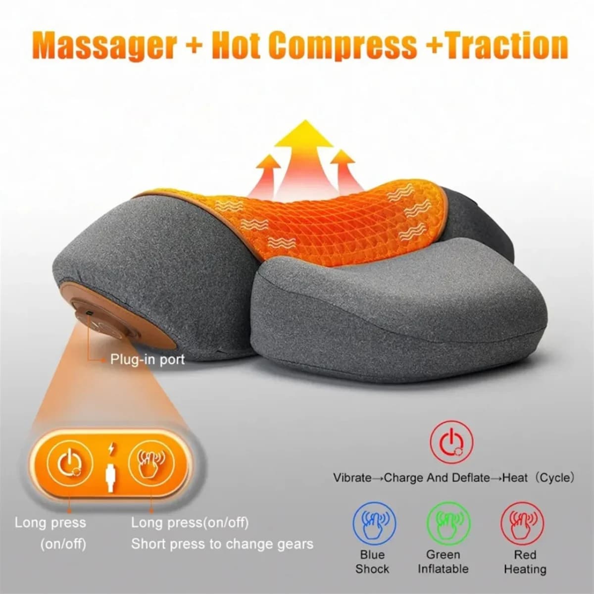 Nouveau oreiller Massage cou bosse-oreiller masseur de cou 3 en 1 pour la douleur aux épaules, soula