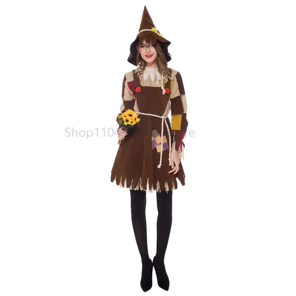 Robe de Cosplay épouvantail pour fête de carnaval d'halloween, mascarade de cirque, robe de Clown dr