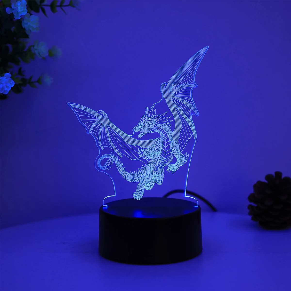 Veilleuse 3D Dragon Volant en Acrylique, Veilleuse Visuelle, Tactile Colorée, Convient pour Chambre 