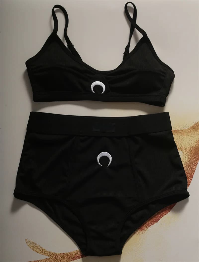 Ensemble d'été pour femmes, Lingerie sans manches, gilet et short, imprimé lune, Streetwear américai