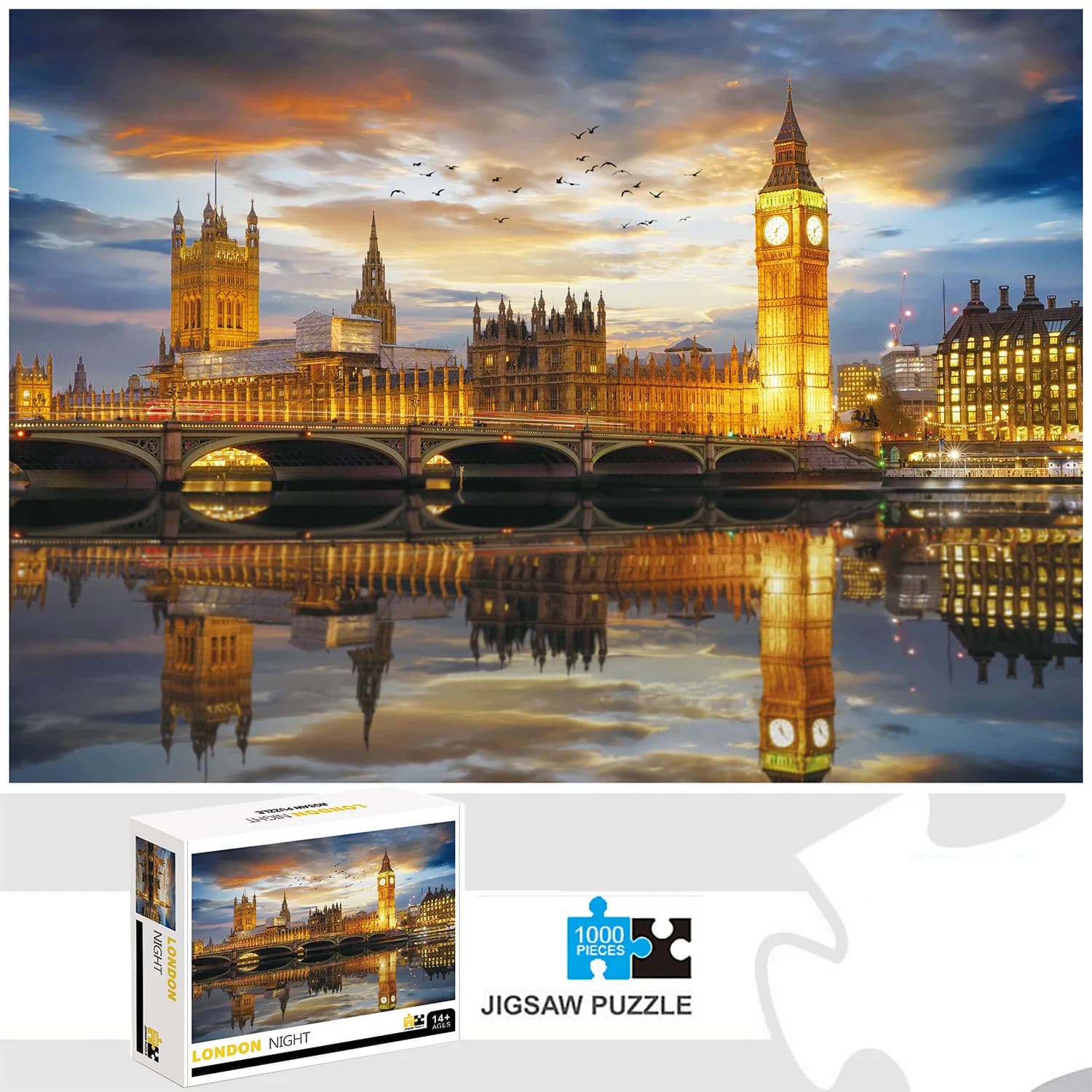 1000 pièces Londres nuit Puzzle décor à la maison adultes jeux de Puzzle famille amusant sol Puzzles