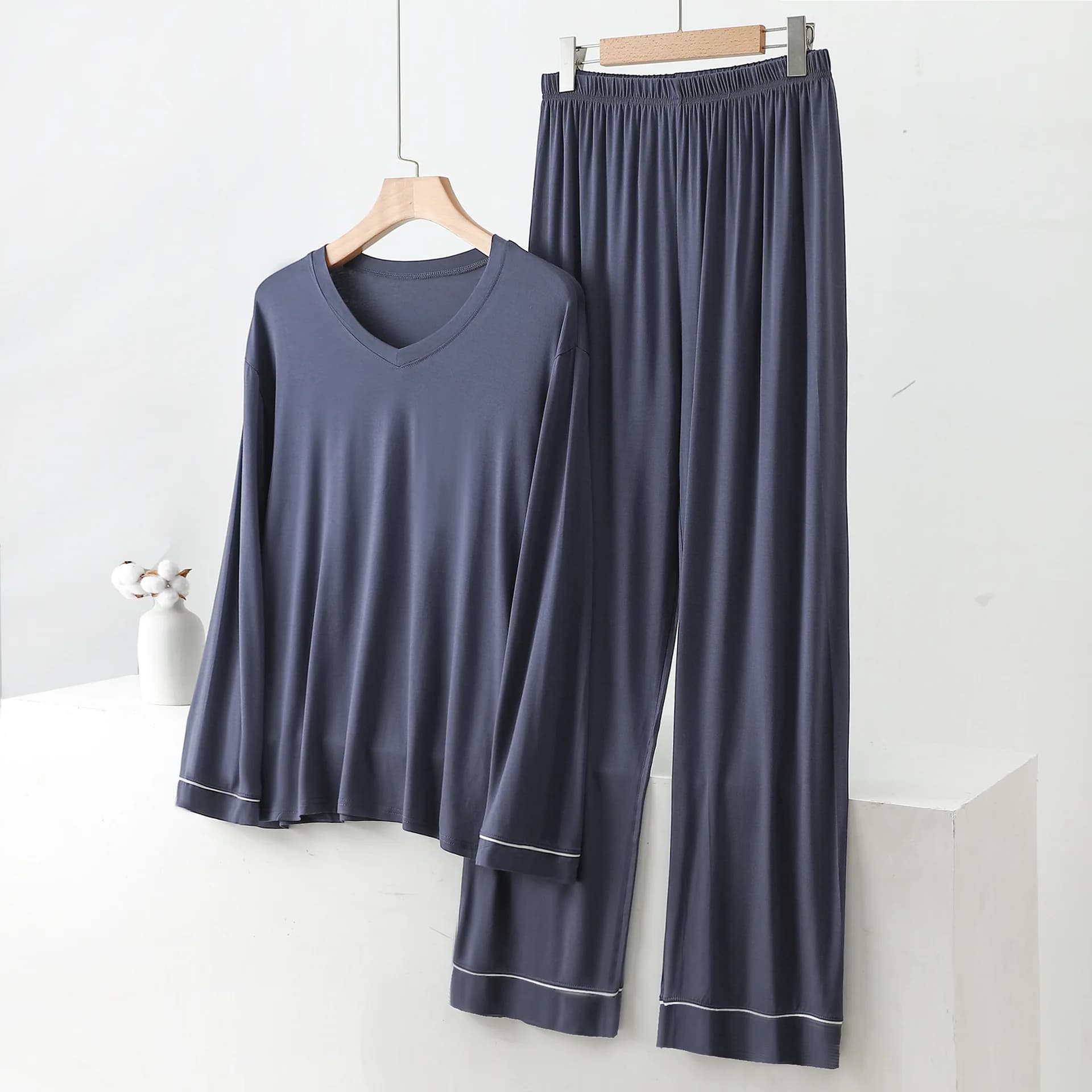 Printemps automne Pyjamas pour hommes nouveau Modal à manches longues chemise pantalon costume vêtem