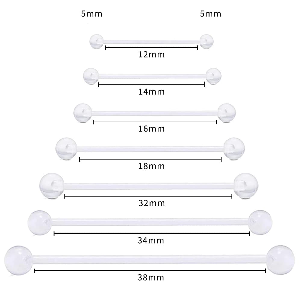 Ensemble de 5 pièces de Piercing pour le corps, bijoux en acrylique Transparent industriel, anneaux 
