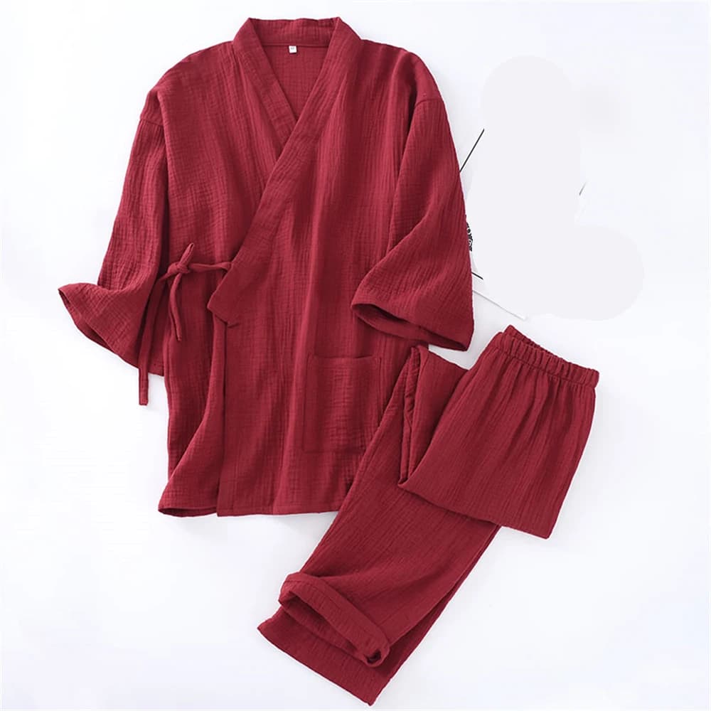Pyjama kimono de style japonais pour femmes, coton fin imbibé, double couche, costume de maison, vêt