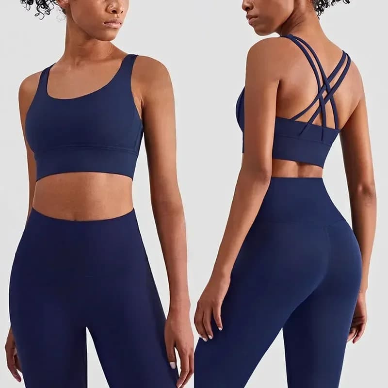 Ensemble de sport 2 pièces pour femme - Soutien-gorge de sport sans couture et leggings taille haute