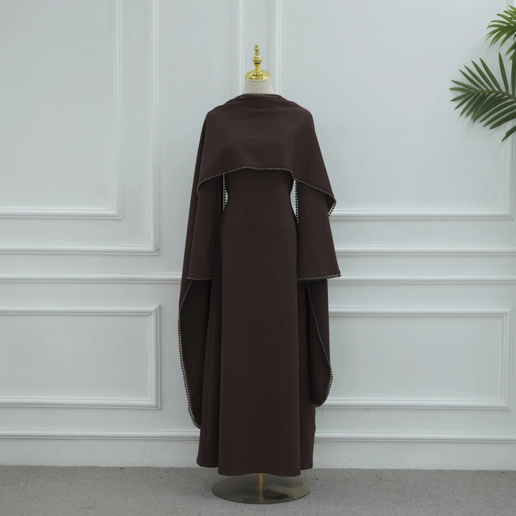 Abaya de luxe de Dubaï avec cape perlée pour femmes musulmanes, ensemble élégant 2 pièces, robe long