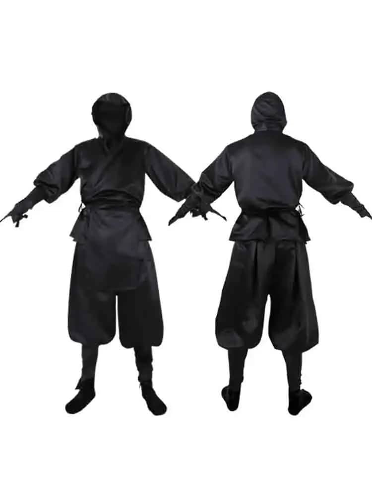 Costume de cosplay de ninja japonais pour adulte, kimono de samouraï, uniforme noir à capuche, tenue