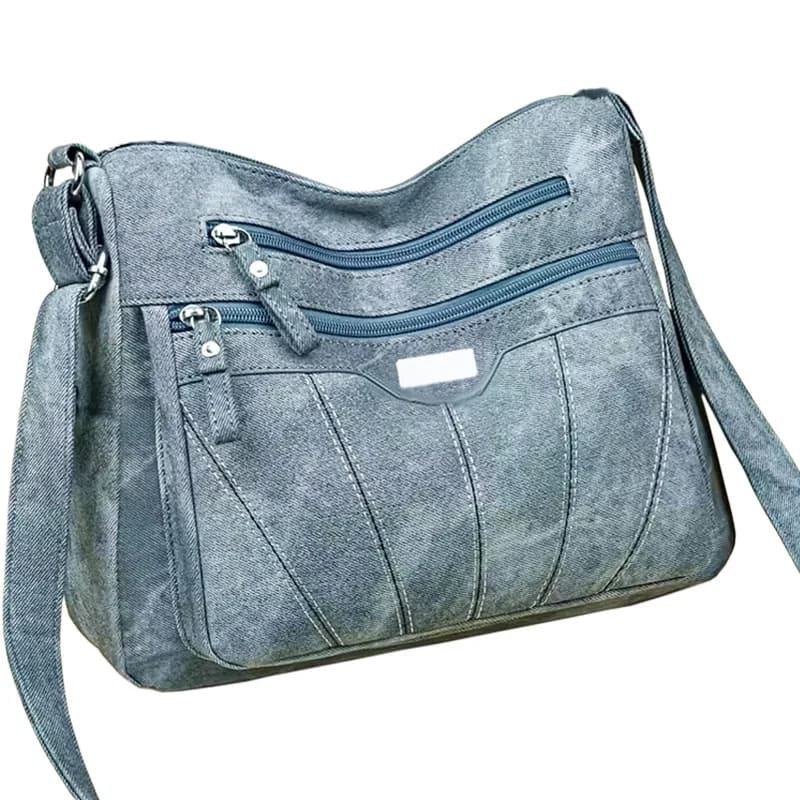 Versatile Distressed Crossbody Purse - Multi-Pocket Washed Leather Bag, Casual Handbag for Daily Com