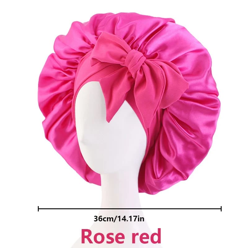 Bonnet de nuit en satin pour femme avec large bord élastique, bande douce, chapeau de sommeil pour l