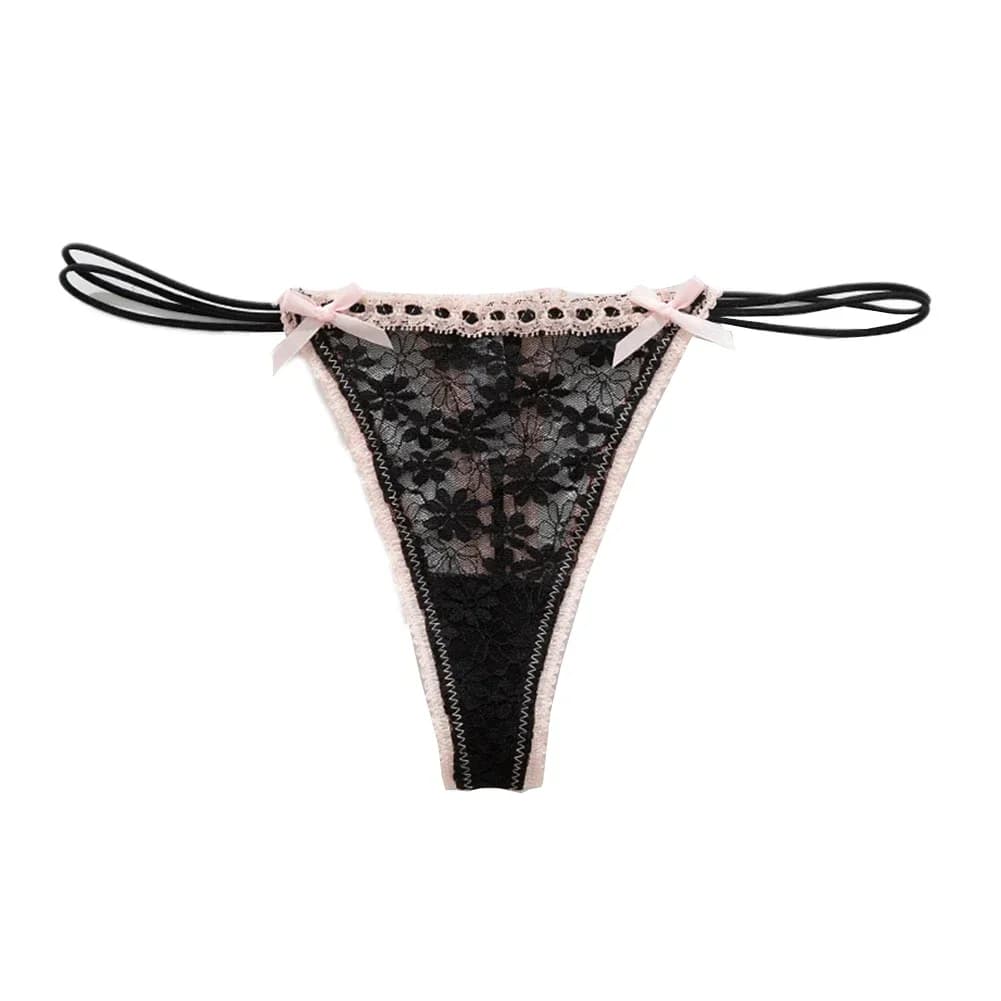Culotte taille basse en dentelle avec nœud, tenue quotidienne, vêtements de maison, couleur unie, to