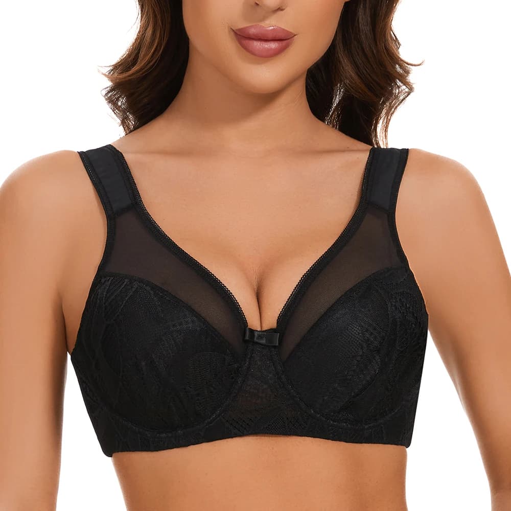 Sheroine Soutien-gorge minimiseur en dentelle florale pour femme, grande taille, soutien-gorge non r