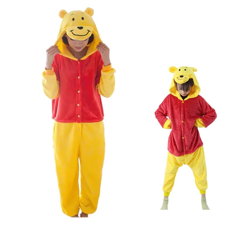 Pyjama Combinaison Kigurumi Winnie l'Ourson pour Adulte, Costume de Cosplay, Tenue de Nuit Hiver, Vê