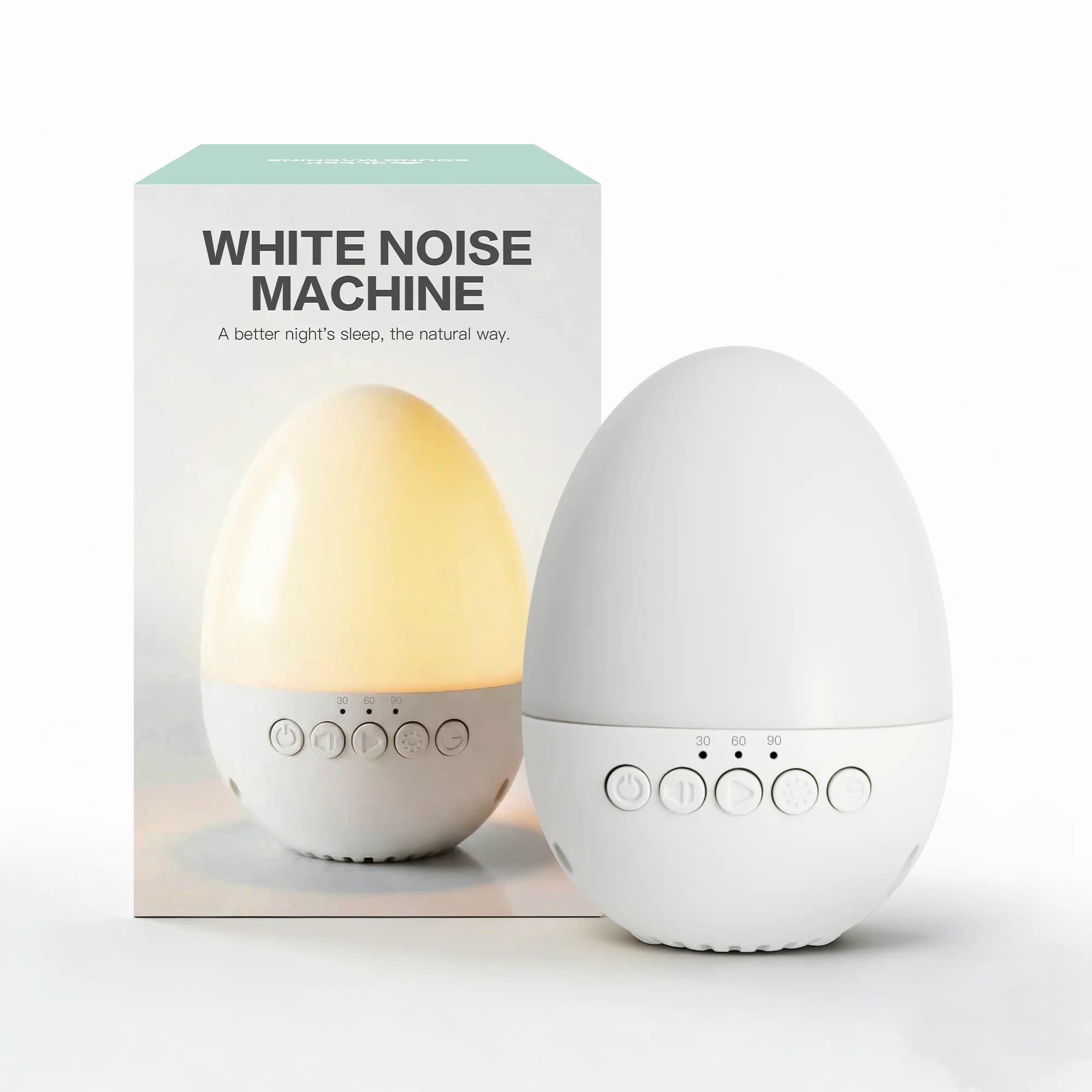 Machine à bruit blanc pour bébé avec détection des pleurs, 30 sons, veilleuse, rechargeable, apaisan