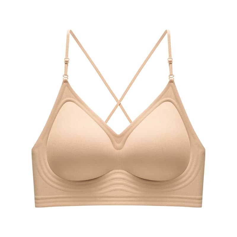 Soutien-gorge licou à col rond pêche français, Push Up pour petite poitrine, bretelles fines, sans c