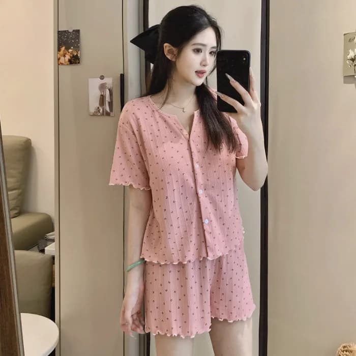 Pyjama de style japonais pour femmes, ensemble cardigan en coton tricoté à manches courtes, fin, pou