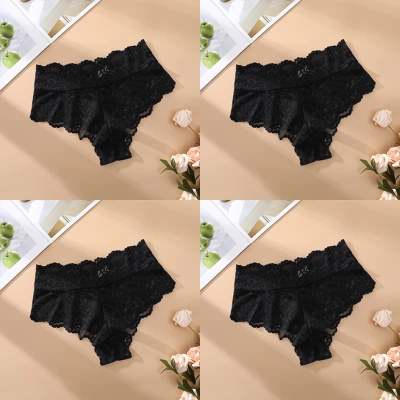 FINETOO 5 pièces Sexy dentelle florale culottes femmes slips taille basse Lingerie douce confortable