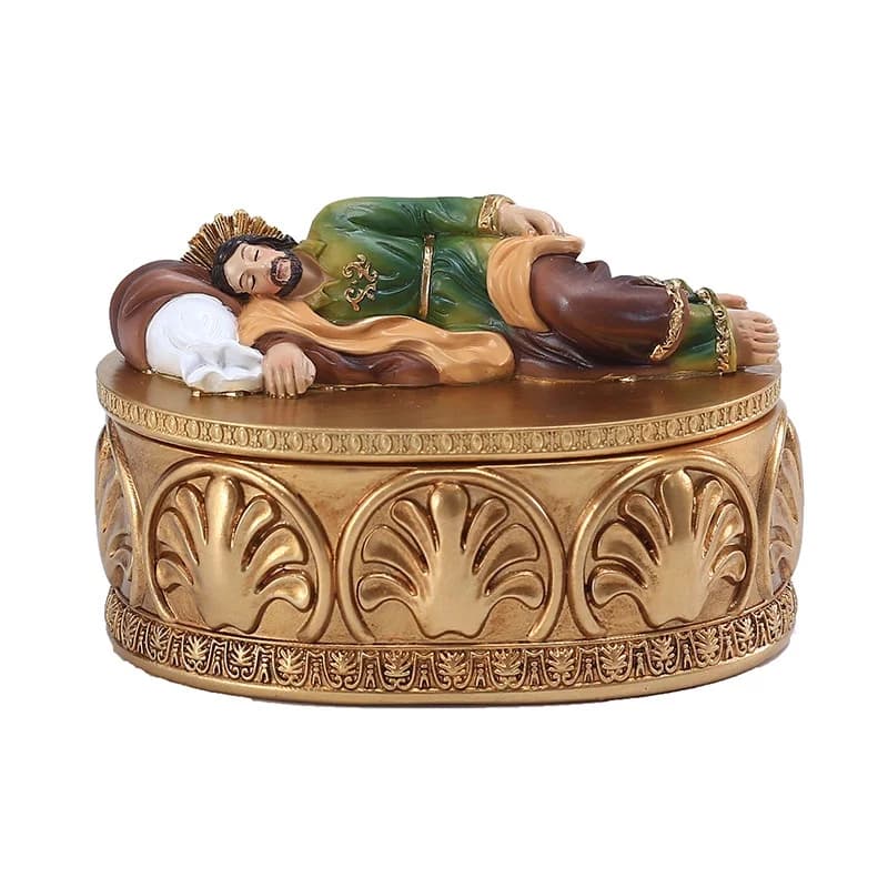 Figurine religieuse chrétienne du Sainte Joseph, boîte à bijoux, icône en résine, ornements de maiso
