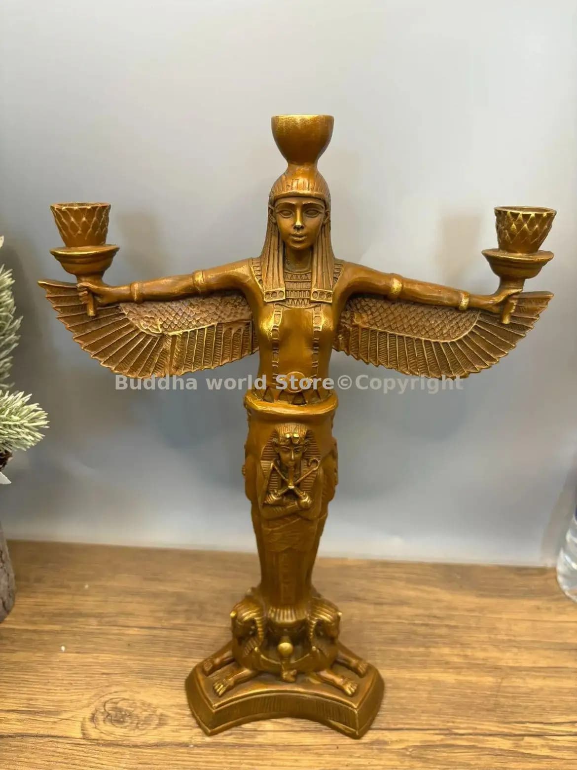 Antique collection déesse grecque bougeoir en cuivre antique égyptien déesse grecque bronze sculptur