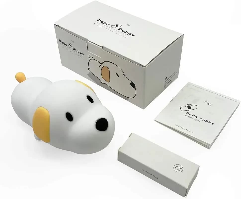 Lampe de nuit Papa Puppy, lampe animale en silicone LED, capteur tactile, lampe de nuit pour chien, 