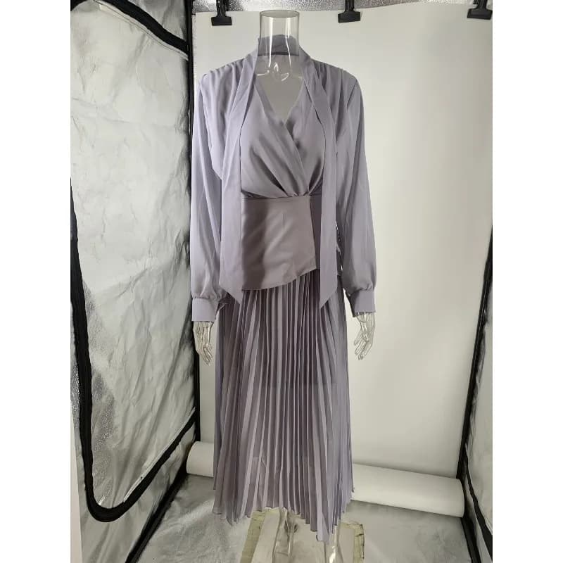 Ensemble 3 pièces élégant en mousseline de soie pour femmes, chemise à manches longues + gilet à la 