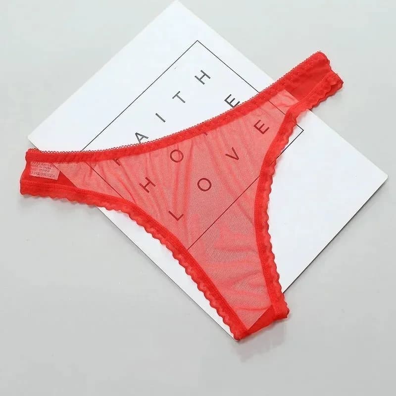 Culotte string transparente sexy pour femme, en dentelle, avec entrejambe en maille, sans couture, t