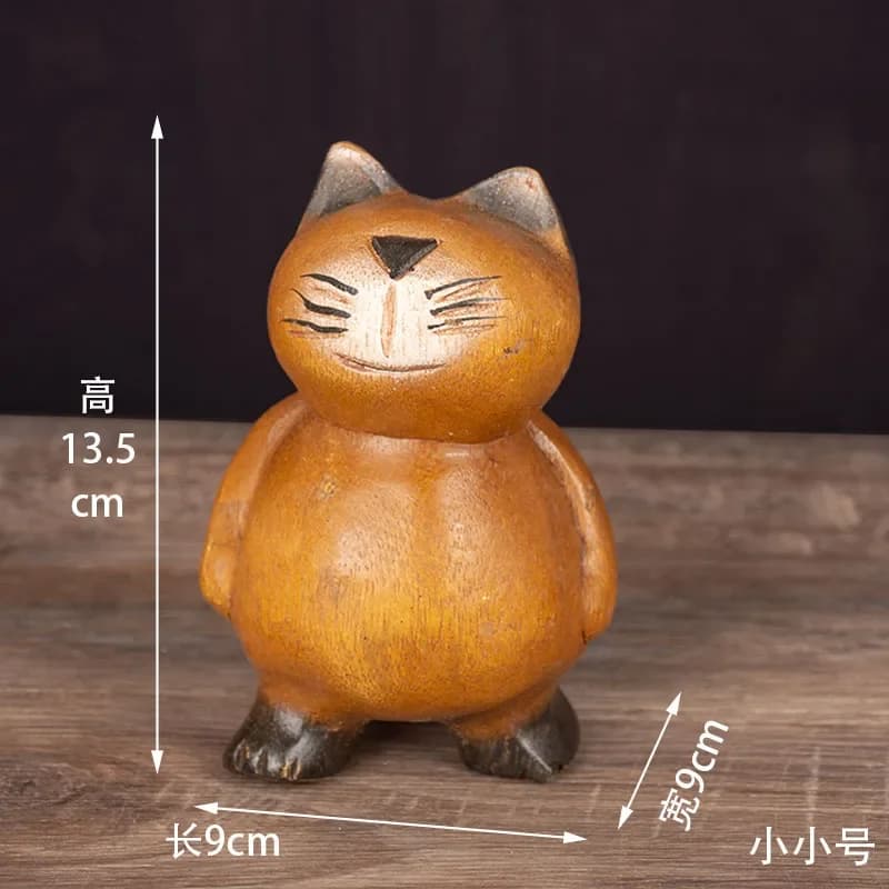 Chat sculpté en bois thaïlandais, ornement de ménage, décoration de bureau, cadeau pour ami ou meill