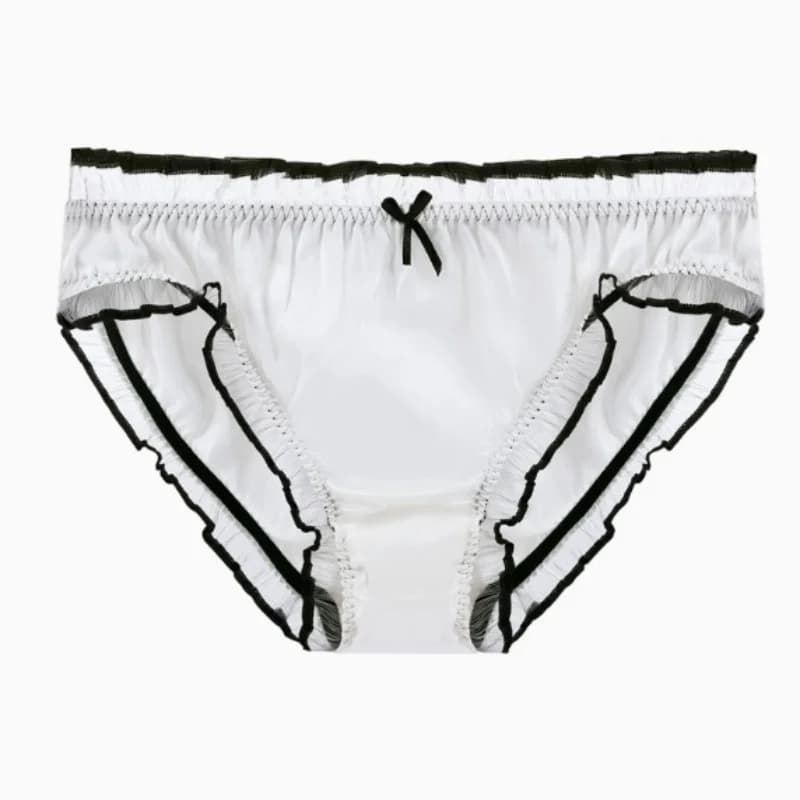 Sous-vêtements unisexes en soie de mûrier, slip lisse à volants, Sexy, confortable, doux et brillant