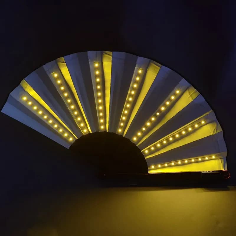 Ventilateur Fluorescent lumineux à lumière Led avec batterie, ventilateur à main pliable pour specta
