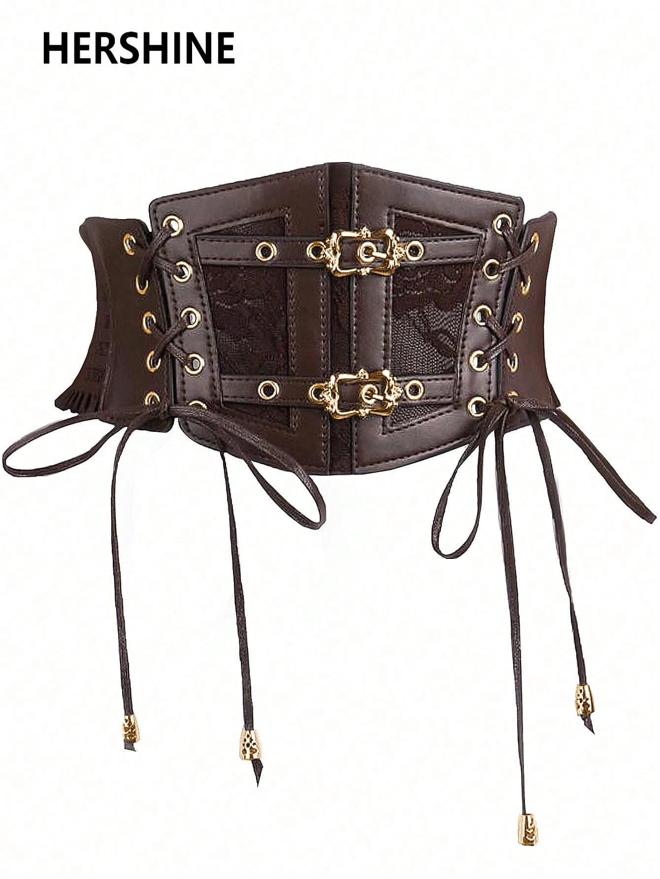HERSHINE 1 pièce femmes mode boucle en cuir élastique large ceinture, Y2K gothique Harajuku Style ro