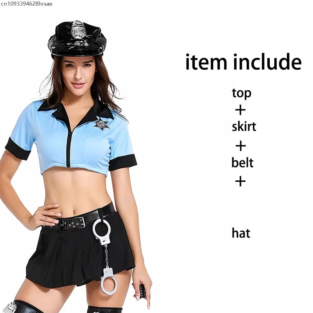 Femmes Halloween carnaval policier femme uniforme ensemble Sexy dames exotique flic policiers Linger